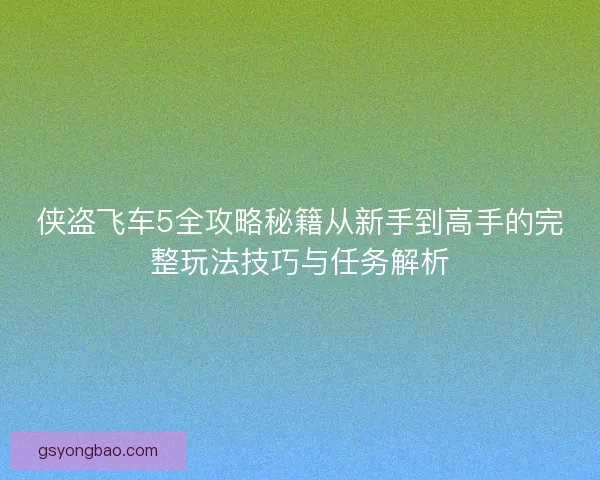 侠盗飞车5全攻略秘籍从新手到高手的完整玩法技巧与任务解析
